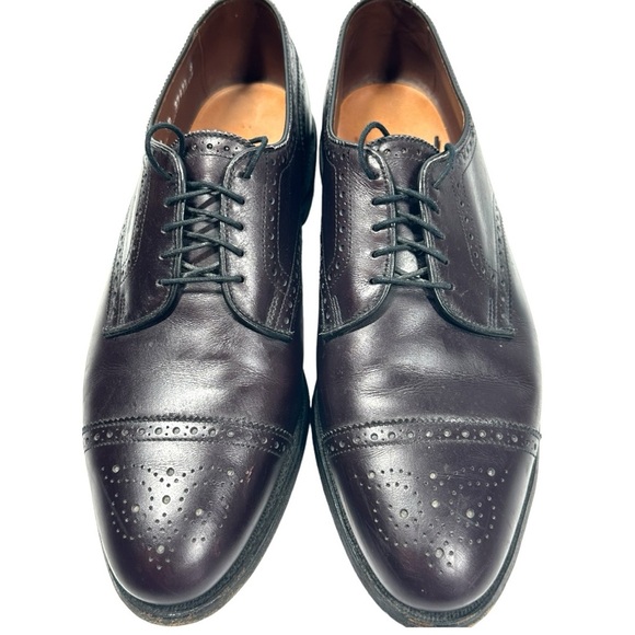 Allen Edmonds Shoes Men's 10D Sanford Derby Bugundy Leather Lace-Ups Cap Toe - Picture 2 of 11